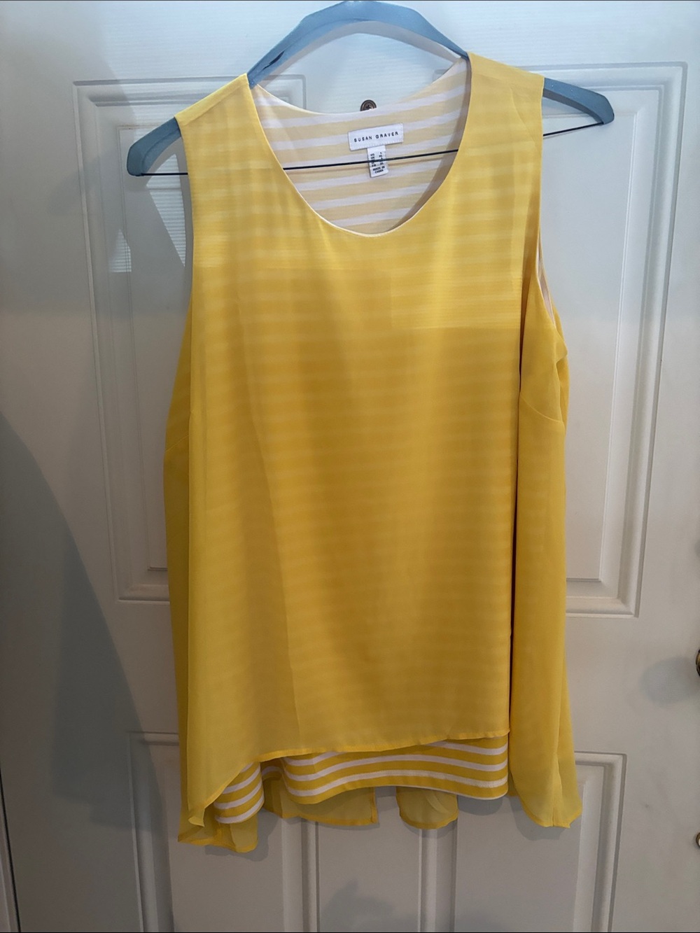 Susan Graver Yellow Layered Scoop Neck Tank